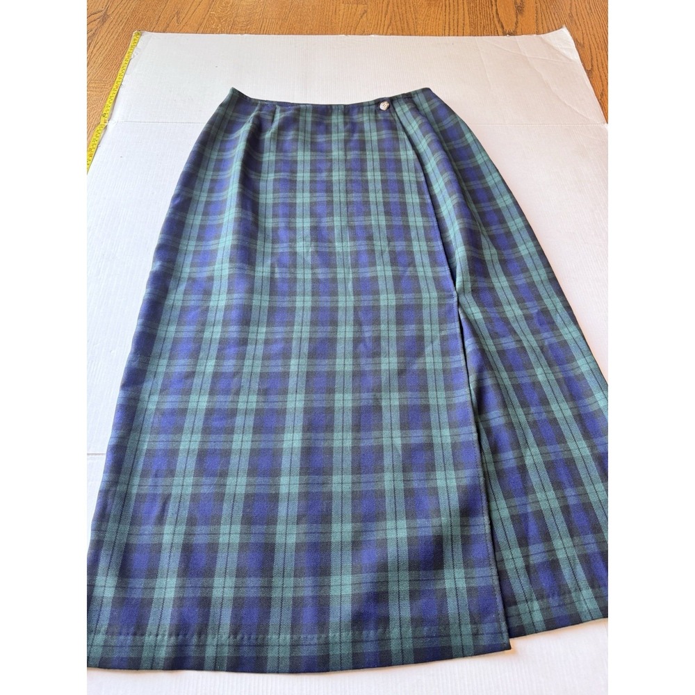 Green And Blue Plaid Basic Equipment VTG 80 Women's Size‎ 12 Long Skirt
